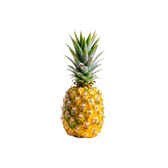 A large pineapple sits on a white background