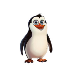 A cartoon penguin with a big smile on his face