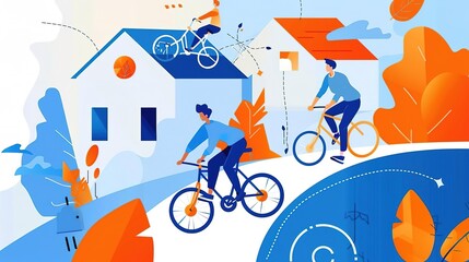 Fototapeta premium Create a illustration of a man riding a bicycle