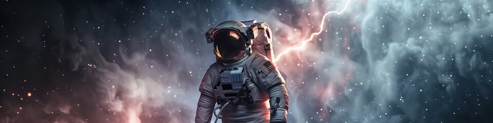 Obraz premium Astronauts in space adventure scenes generated by AI.