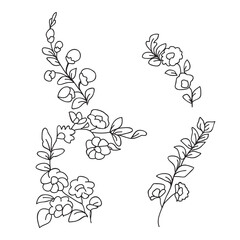 Festive Sakura isolated on white background. Oriental traditional, outline vector illustration. Japanese, Chinese, Korean  trendy design, Celebration Event Greeting card Party Invitation Poster Flyer