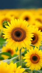 Obraz premium Vibrant close up view of sunflowers for enhanced search result relevance and increased visibility