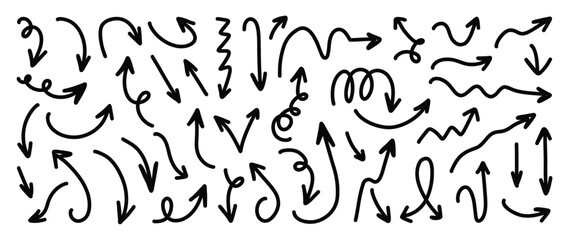 Arrow vector. Hand drawn brush stoke, speech bubble, line, cute doodle glitter pen line elements. vector illustration.