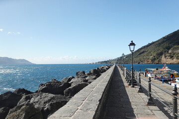 A promenade in Santa Marina Salina, the Aeolian islands, Italy