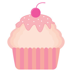 cute cupcake with cherry cartoon