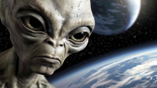 Enigmatic alien eyes  swirling galaxies of color and depth, hinting at unfathomable intelligence
