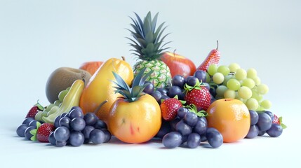 luscious fruits arranged on a white background, promising sweetness with every bite.