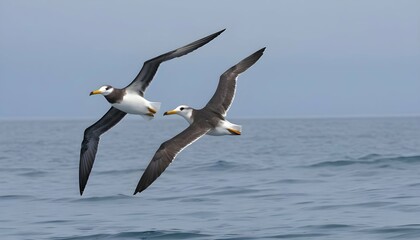 A pair of seabirds gliding effortlessly on the oce upscaled_3