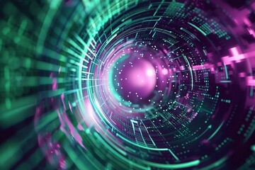 Obraz premium Futuristic Green and Purple Technology Background 