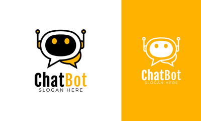 Chat bot logo design. Virtual robot symbol with message concept