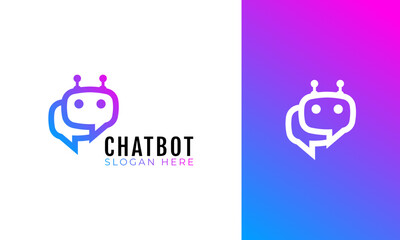 Chatbot logo design. Virtual assistant symbol with bubble concept