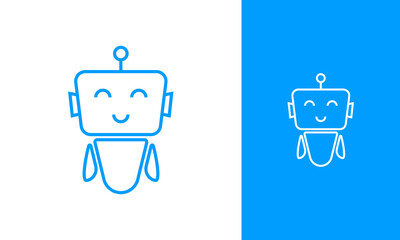 Robot logo design. AI character symbol for modern technology