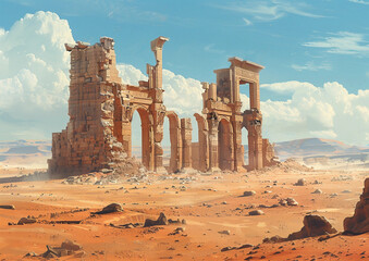 ruins of ancient city in desert