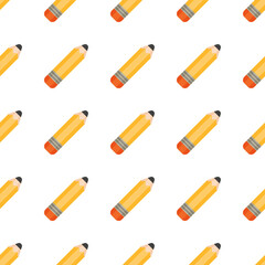 Seamless pattern with yellow pencils. Vector illustration