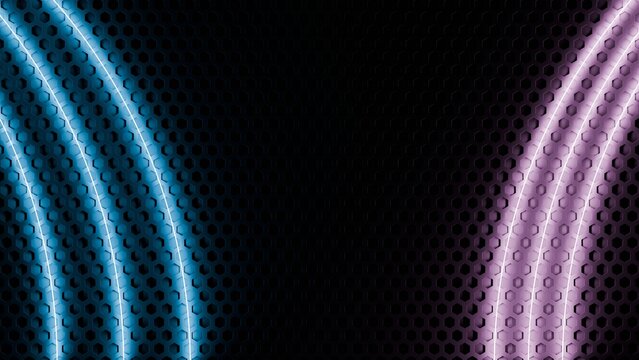 Abstract hexagon 3d wall with neon light ffects