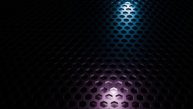 Abstract hexagon 3d wall with light ffects
