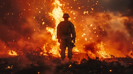 Emotional Memorial Day visual, fiery lava and rising smoke frame the ultimate sacrifice of soldiers, a nation united in honor