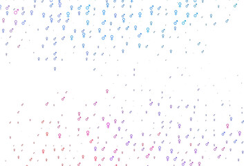 Light blue, red vector template with man, woman symbols.