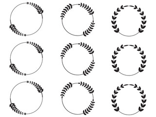 Laurel wreath  honor vector in golden and black circle on white isolated background