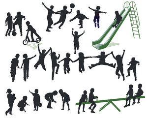 Kinder  Gruppe spielen und haben Freude, illustration