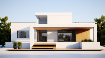 Minimalist 3D rendering of a contemporary house