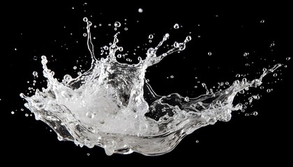 Water splash in the air on black background