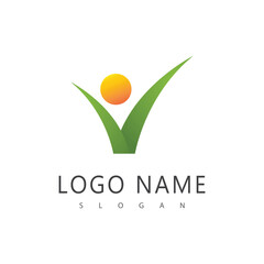 Grass logo vector template element and symbol