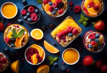 Fototapeta premium vibrant layers colorful parfait captured intricate, bright, multicolored, vivid, layered, artistic, detailed, visual, contrasting, patterned, textured