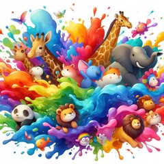 Zoo Fun: Cartoon Animal Design with Watercolor Technique