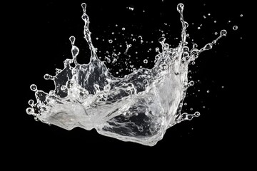 Water splash in the air on black background