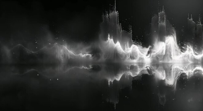 A minimalist graphic of a sound wave pattern produced by industrial machinery