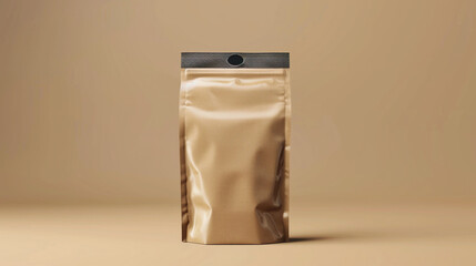 Bolsa de embalaje para producto de alimentos o café en blanco. Paquete de plástico de pie para embalaje sobre mesa.
