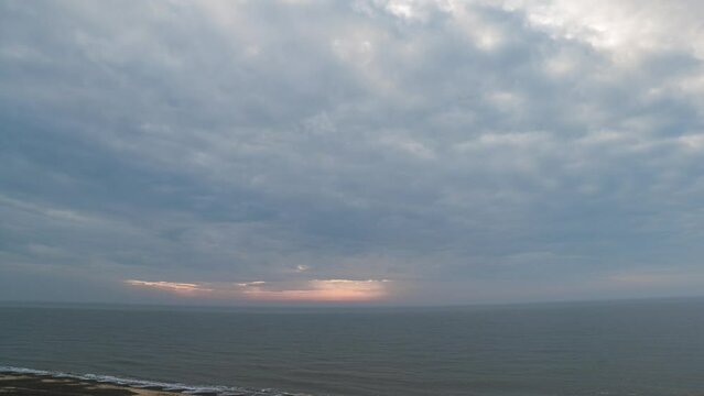 Time-lapse shot of Kessingland Beach on an amazing morning sunrise in Suffolk, England