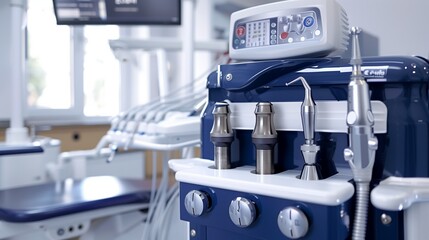 Innovative Dental Implant Machine, Classic Navy Blue, in Use in a High-End Dental Clinic