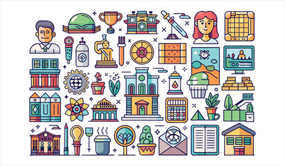 Naklejka premium art icon set. Solid icon collection, Editable stroke. Vector illustration.