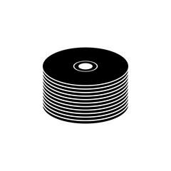 CD Box with Disc, Stack of DVD flat vector icon. Simple solid symbol isolated on white background. CD Box with Disc, Stack of DVD sign design template for web and mobile UI element
