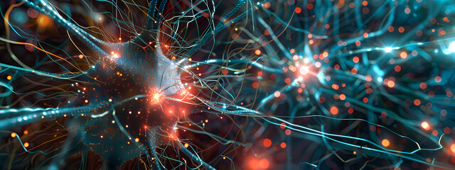 Fototapeta premium Cybernetic Synapses: Data Transmission in Action