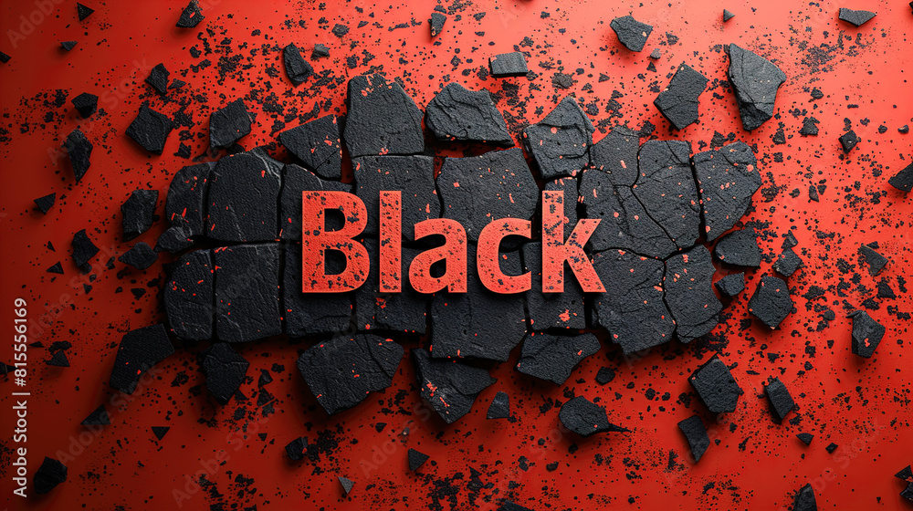 Fototapete capture a top view of black torn paper and the text black friday against a red background