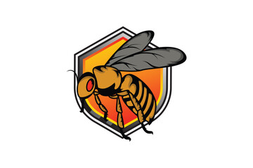 bee logo design mascot with shield