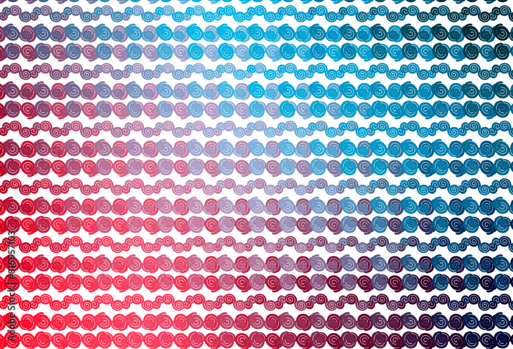 Poster light blue, red vector pattern with bubble shapes.