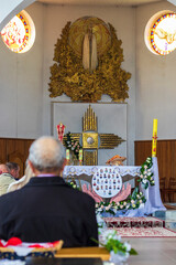 Shot of the altar at the catholic church. Religion