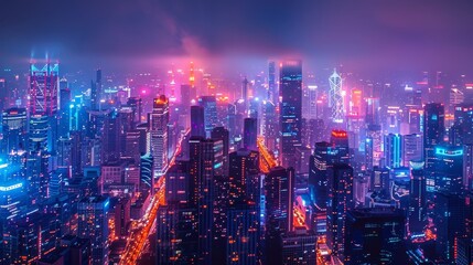 Fototapeta premium A stunning view of a cyberpunk city at night