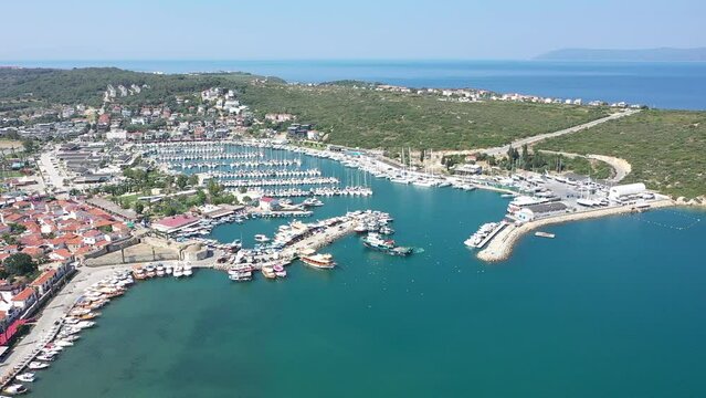 Sigacik Marina in the Cittaslow City Seferihisar Drone video, Izmir Turkey