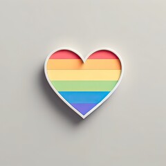 Rainbow Pride Heart: Minimalist Outline Against Soft Gray Background