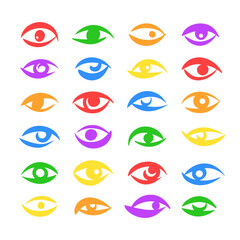 Divercity, lgbt, Gay Pride Month hand drawn illustration, print, poster concept. Various brush drawn artistic staring eyes colorful square composition. Stylized colorful shapes, uneven doodle lines.