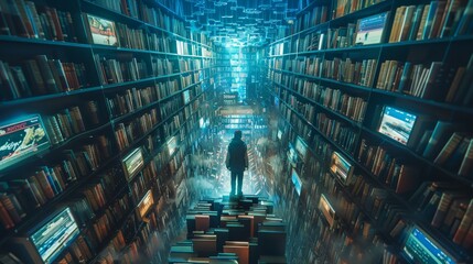 The image is a photo of a library