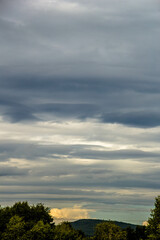 Cloudscape, Colored Clouds at Sunset near the River Elbe