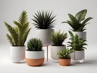 plants in pots With isolated White Background Generative Ai