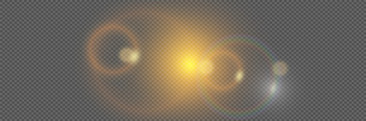 Glowing glare from the camera and light. On a transparent background.