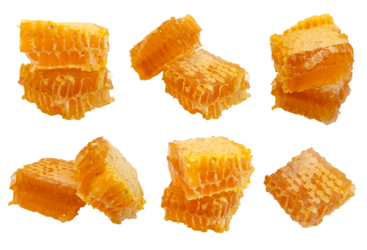 Honeycomb slices. Isolated design element on the transparent background.